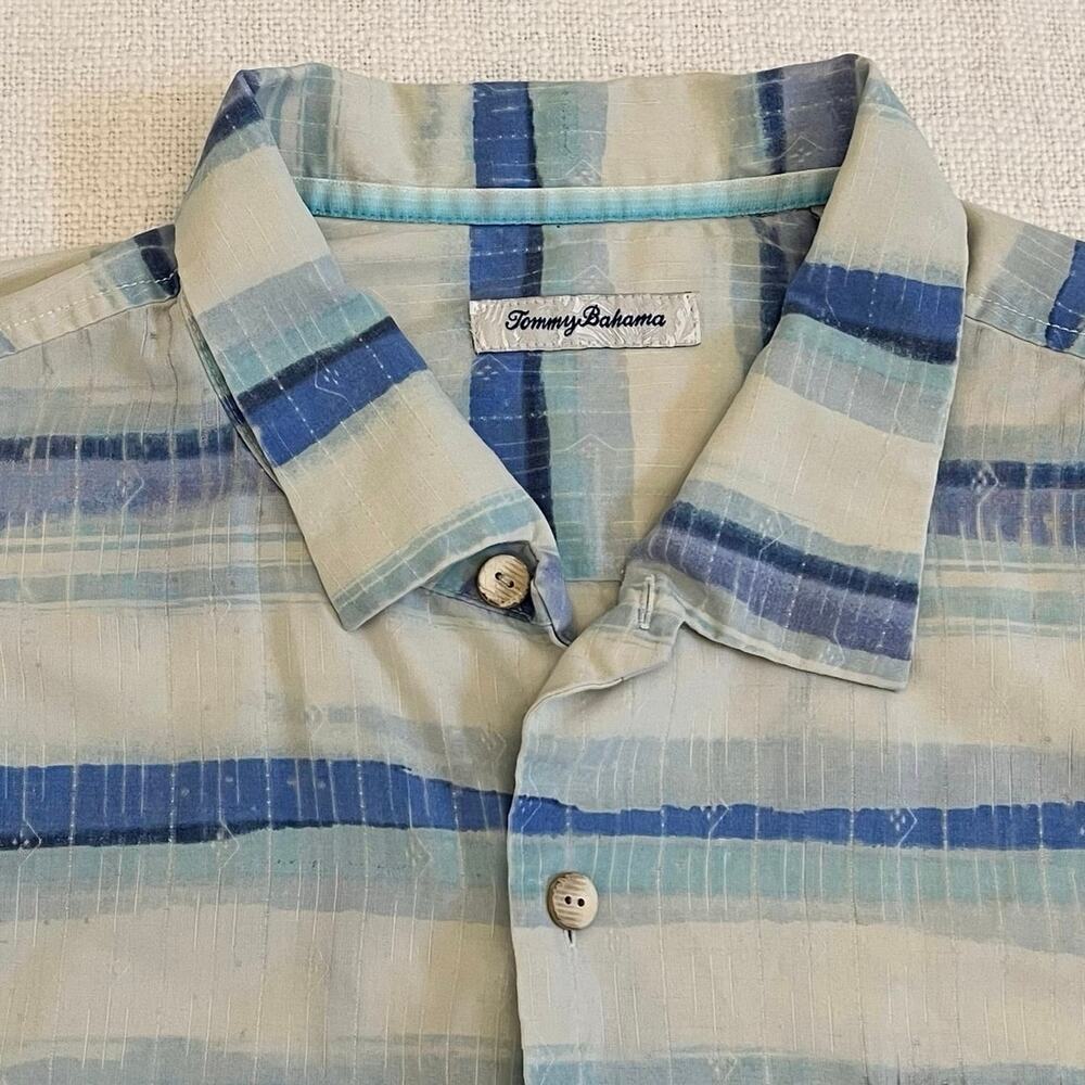 Tommy Bahama IslandZone Shirt XXL Mens Salvador Stripe Coconut Point Camp EUC